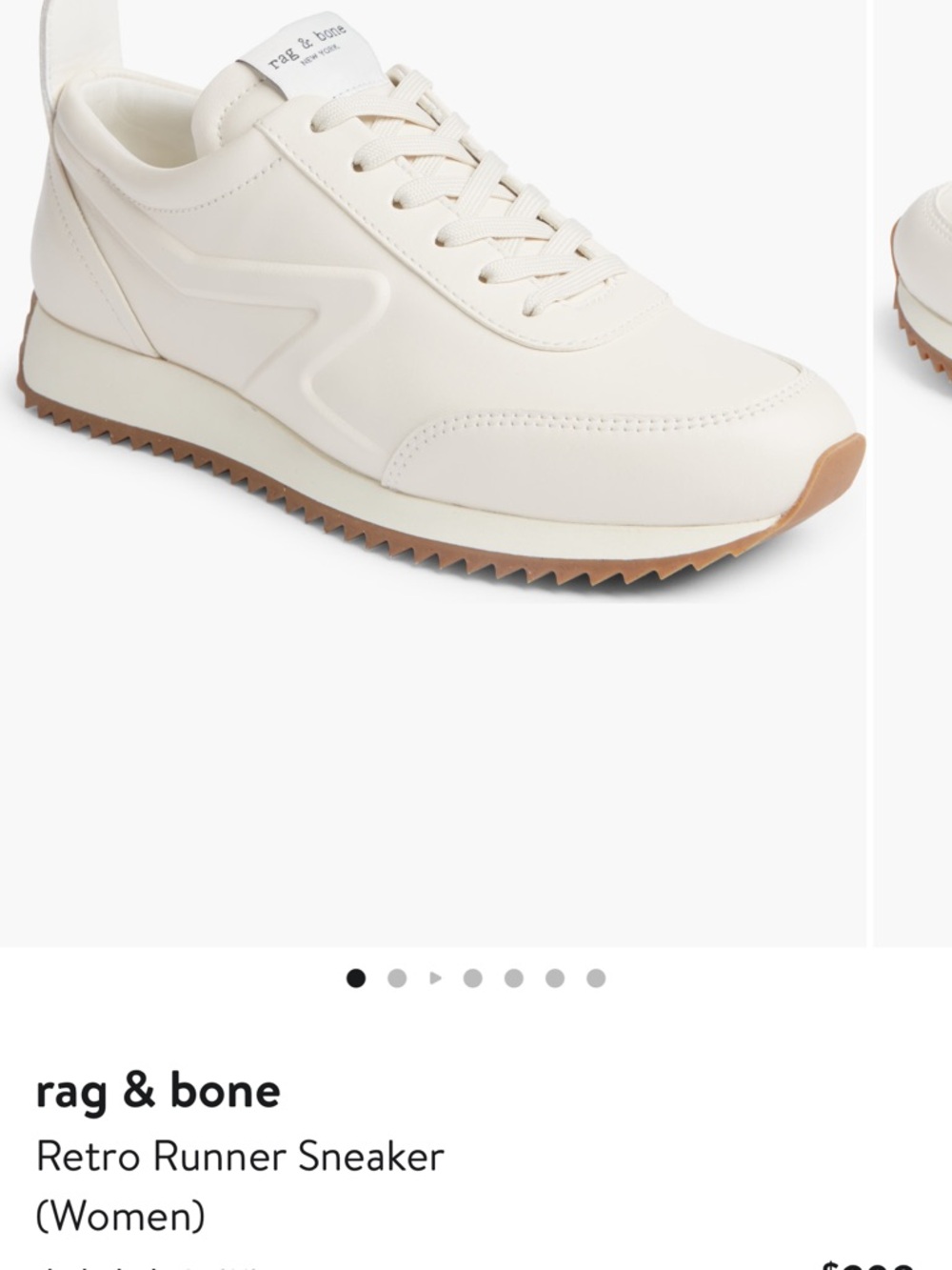 rag & bone Retro Runner Sneaker in Cream and Gum in EUC